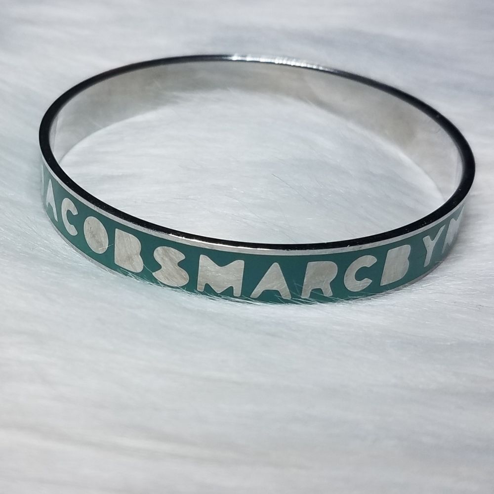 Marc Jacobs|Teal & Silver Bangle Logo Bracelet